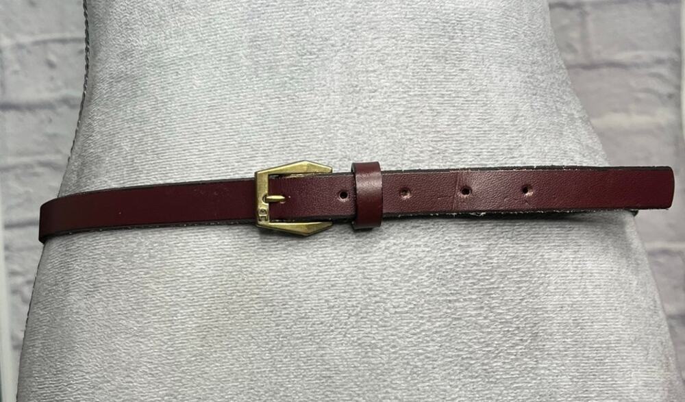 Vintage 90's Etienne Aigner Leather Belt with Geometric Brass Buckle